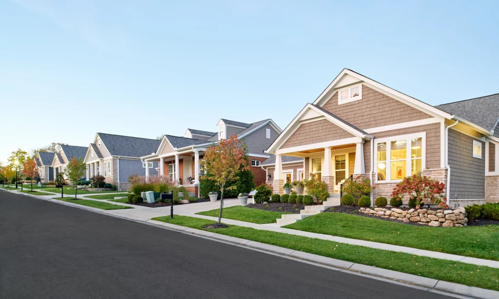 Streetscape with courtyard homes | The Retreat at Summit Park in Blue Ash, Ohio