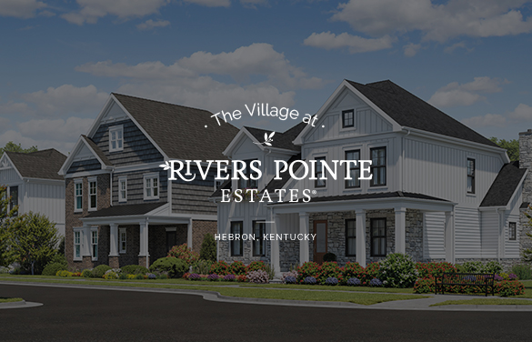 The Village at Rivers Pointe in Hebron, Kentucky | Streetscape with single-family homes